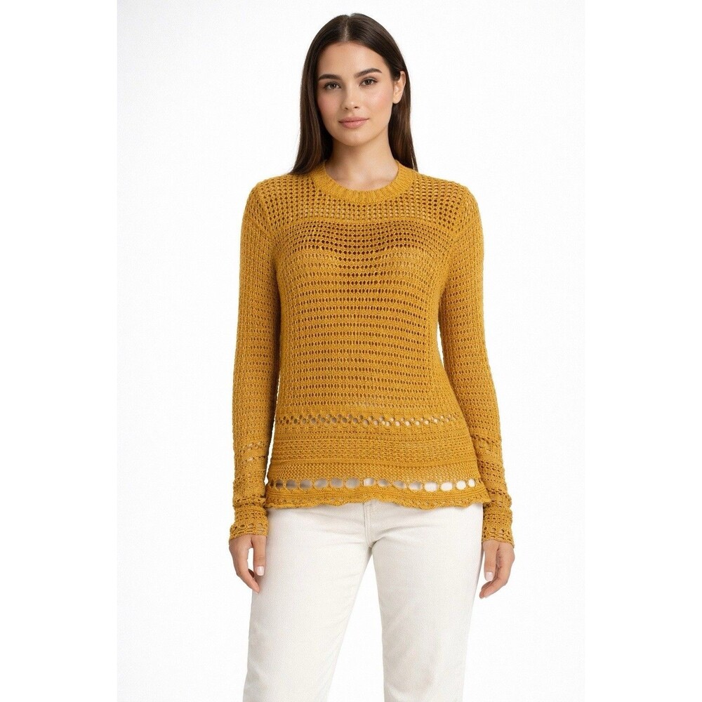 Proenza Schouler Pointelle Sweater Goldenrod S Silk Cotton Quiet Luxury Resort